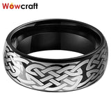 Tungsten 8mm Infinity Engraved Wedding Band Polished Comfort Fit