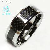 Tungsten Carbon Fiber Wedding Band Men Women Engagement Ring