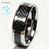 Tungsten Carbon Fiber Wedding Band Men Women Engagement Ring