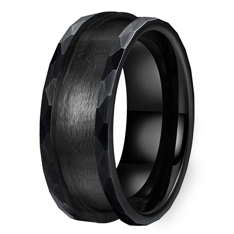 Tungsten Inlay Blanks 5mm Wide Concave Hammered 8mm Polished Comfort Fit