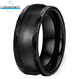 Tungsten Inlay Blanks 5mm Wide Concave Hammered 8mm Polished Comfort Fit