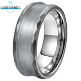 Tungsten Inlay Blanks 5mm Wide Concave Hammered 8mm Polished Comfort Fit
