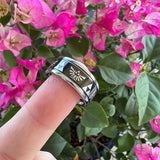 Tungsten Carbide Band - Ancient Egypt Pattern - Brushed Finish - Comfort Fit