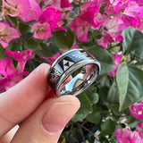 Tungsten Carbide Band - Ancient Egypt Pattern - Brushed Finish - Comfort Fit
