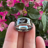 Tungsten Carbide Band - Ancient Egypt Pattern - Brushed Finish - Comfort Fit