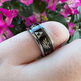 Tungsten Carbide Band - Ancient Egypt Pattern - Brushed Finish - Comfort Fit