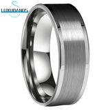 Tungsten Carbide Engagement Ring 8mm Wedding Band Flat Center