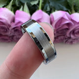 Tungsten Carbide Engagement Ring 8mm Wedding Band Flat Center