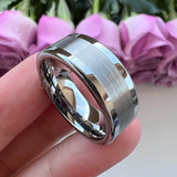 Tungsten Carbide Engagement Ring 8mm Wedding Band Flat Center