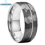 Tungsten Carbide Hammer Ring Brushed Finish Comfort Fit
