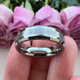 Tungsten Carbide Ring 8mm 6mm Beveled Edge Brushed Finish Comfort Fit