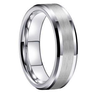 Tungsten Carbide Ring 8mm 6mm Beveled Edge Brushed Finish Comfort Fit