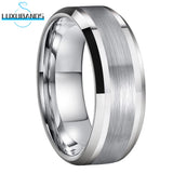 Tungsten Carbide Ring 8mm 6mm Beveled Edge Brushed Finish Comfort Fit