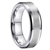Tungsten Carbide Ring 8mm 6mm Beveled Edge Brushed Finish Comfort Fit
