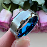 Tungsten Carbide Ring 8mm 6mm Beveled Edges Engagement Bands