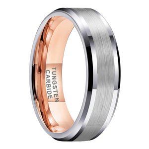 Tungsten Carbide Ring 8mm 6mm Beveled Edges Engagement Bands
