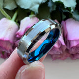Tungsten Carbide Ring 8mm 6mm Beveled Edges Engagement Bands