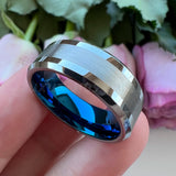 Tungsten Carbide Ring 8mm 6mm Beveled Edges Engagement Bands
