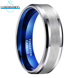 Tungsten Carbide Ring 8mm 6mm Beveled Edges Engagement Bands