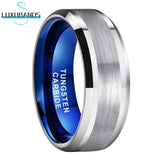 Tungsten Carbide Ring 8mm 6mm Beveled Edges Engagement Bands