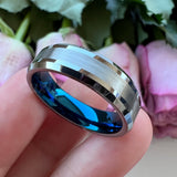 Tungsten Carbide Ring 8mm 6mm Beveled Edges Engagement Bands