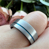 Tungsten Carbide Ring 8mm Offset Line Inner Brushed Finished