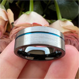Tungsten Carbide Ring 8mm Offset Line Inner Brushed Finished