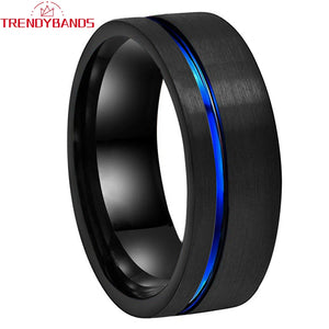Tungsten Carbide Ring 8mm Offset Line Inner Brushed Finished