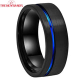 Tungsten Carbide Ring 8mm Offset Line Inner Brushed Finished