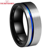 Tungsten Carbide Ring 8mm Offset Line Inner Brushed Finished