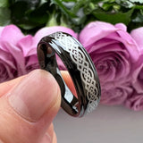 Tungsten Carbide Ring 8mm 6mm Stepped Edges Outside Engraving