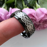 Tungsten Carbide Ring 8mm 6mm Stepped Edges Outside Engraving