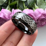 Tungsten Carbide Ring 8mm 6mm Stepped Edges Outside Engraving