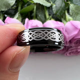 Tungsten Carbide Ring 8mm 6mm Stepped Edges Outside Engraving