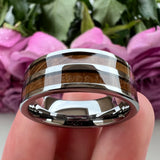 Tungsten Carbide Ring Wood Inlay Engagement Polished Comfort Fit