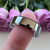 Tungsten Carbide Beveled Edge Ring 8mm 6mm Polished Finish