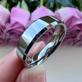 Tungsten Carbide Beveled Edge Ring 8mm 6mm Polished Finish