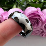 Tungsten Carbide Ring 8mm Polished Finish Bat Pattern Comfort Fit