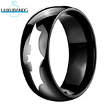 Tungsten Carbide Ring 8mm Polished Finish Bat Pattern Comfort Fit