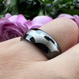 Tungsten Carbide Ring 8mm Polished Finish Bat Pattern Comfort Fit