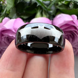 Tungsten Carbide Ring 8mm Polished Finish Bat Pattern Comfort Fit