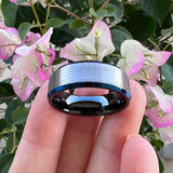 Tungsten Carbide Ring Beveled Edges 8mm Brushed Finish Comfort Fit