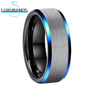 Tungsten Carbide Ring Beveled Edges 8mm Brushed Finish Comfort Fit