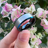 Tungsten Carbide Ring Beveled Edges 8mm Brushed Finish Comfort Fit