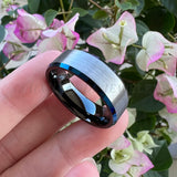 Tungsten Carbide Ring Beveled Edges 8mm Brushed Finish Comfort Fit