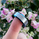 Tungsten Carbide Ring Beveled Edges 8mm Brushed Finish Comfort Fit