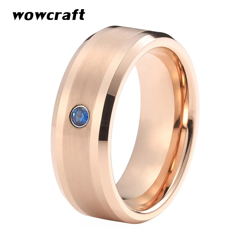Tungsten Carbide CZ Ring Men Women Anniversary Band 5-15
