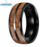 Tungsten Carbide Ring 8mm Wood Inlay Polished Finish