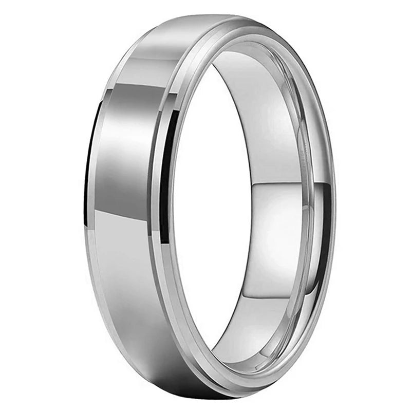 Tungsten Carbide Ring Beveled Edges Flat Polished Finish