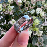 Tungsten Carbide Ring Beveled Edges Flat Polished Finish